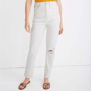 Madewell The Momjean in Tile White: Ripped Knee Edition